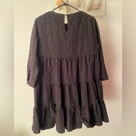 ZARA Mini Textured Black Dress - Picture 4 of 7